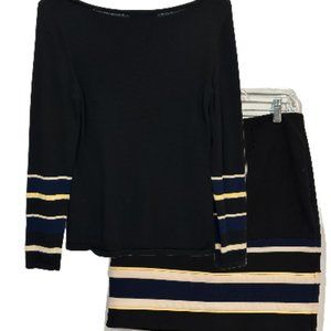Sweater/Skirt Set - White House/Black Market -Size S/6 - Black with ribbon trim